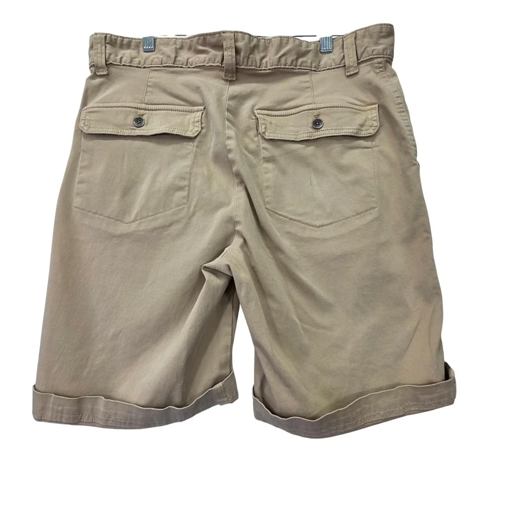 Calvin Klein Jeans Mens Khaki Chino Shorts Size 34 Tan Stretch Cuffed Flat Front
